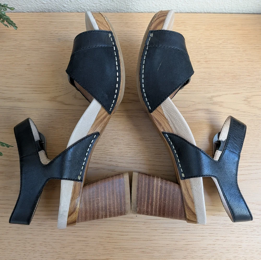 Dansko Anna Black Leather Western Heeled Comfort Sandals Size 39 (8.5 - 9) - Picture 9 of 14